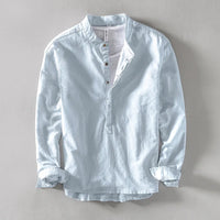 Nevio | Herren Langarm-Henley-Shirt in Hellblau