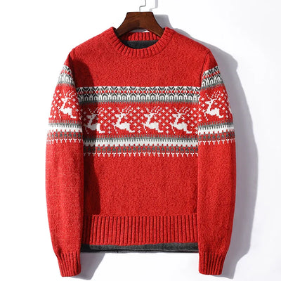 David - Warmer Jacquard-Strickpullover mit Rundhalsausschnitt und Weihnachtsmotiv für Männer
