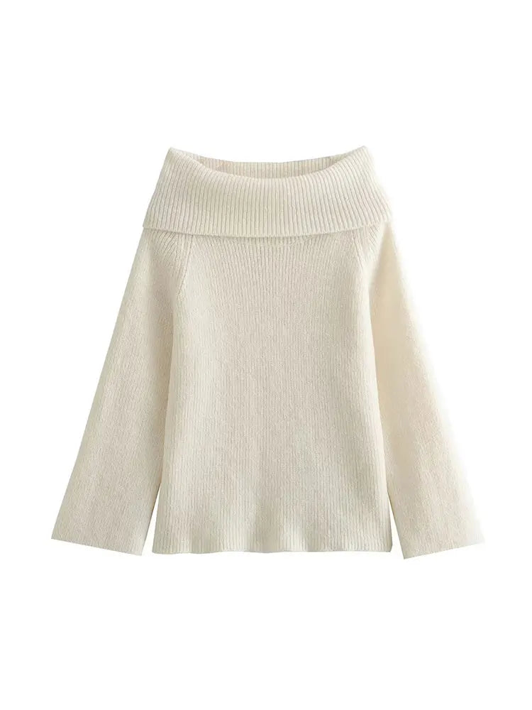 Maibritt - Gestrickter Schulterfreier Pullover mit Schlitzausschnitt für Frauen