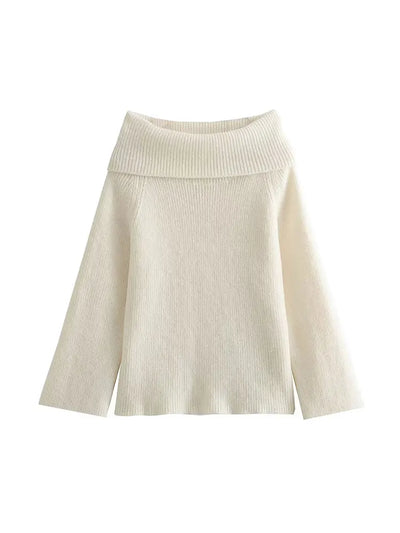 Maibritt - Gestrickter Schulterfreier Pullover mit Schlitzausschnitt für Frauen
