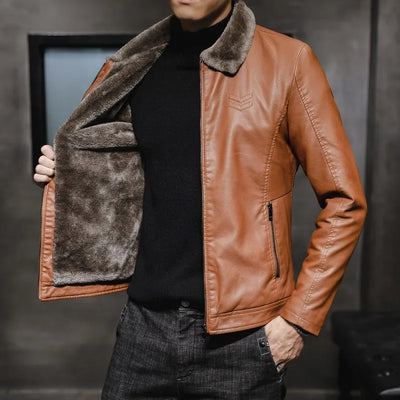 Nakoa- Herren Lederjacke mit Reverskragen