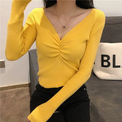 Melina - Sexy Strickpullover mit V-Ausschnitt für Frauen