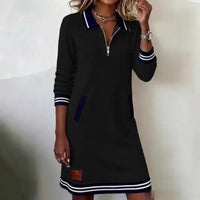 Navelle™ Kleid mit Polokragen und Müheloser Eleganz in Schwarz