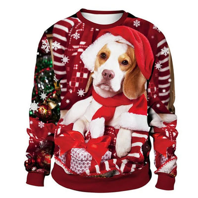 Dietmar - Warmer Pullover mit Rundhalsausschnitt und 3D-Weihnachtsaufdrucken für Männer und Frauen