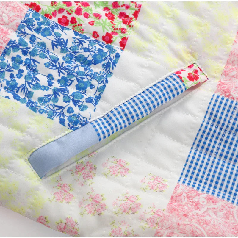 Harpij | Gewatteertes Patchwork-Jacke mit Blumen- und Gingham-Prints