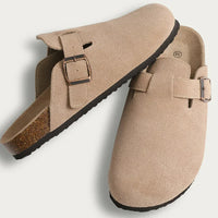 Leaf | Damen Boston Sandalen Suede Kork Ergonomisch Komfort Boho in Beige
