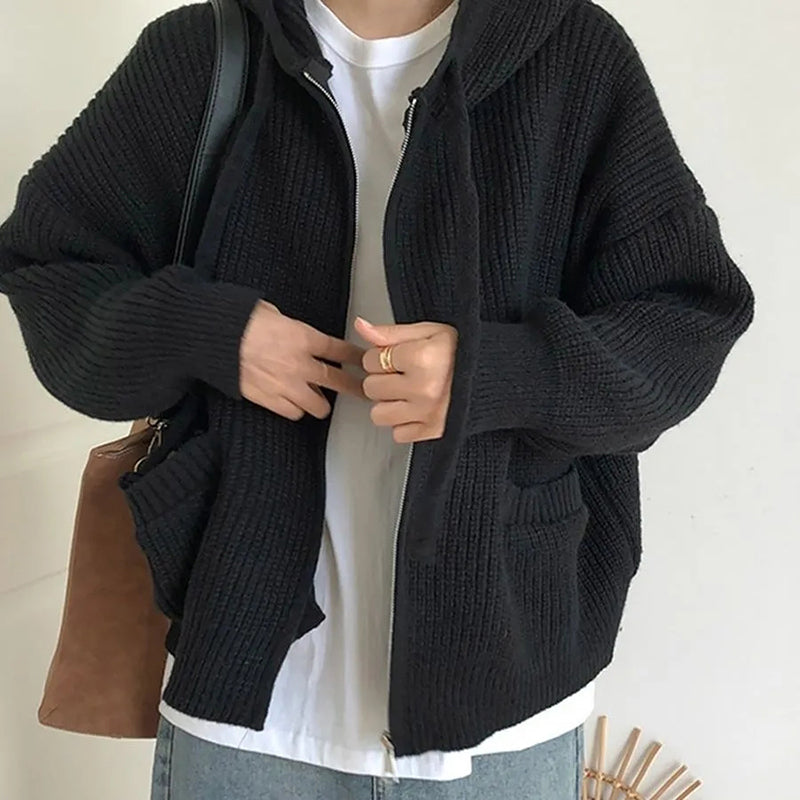 Ditte - Strickpulli mit Kapuze und Reißverschluss für Frauen