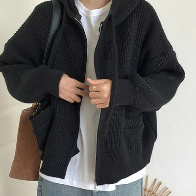 Ditte - Strickpulli mit Kapuze und Reißverschluss für Frauen