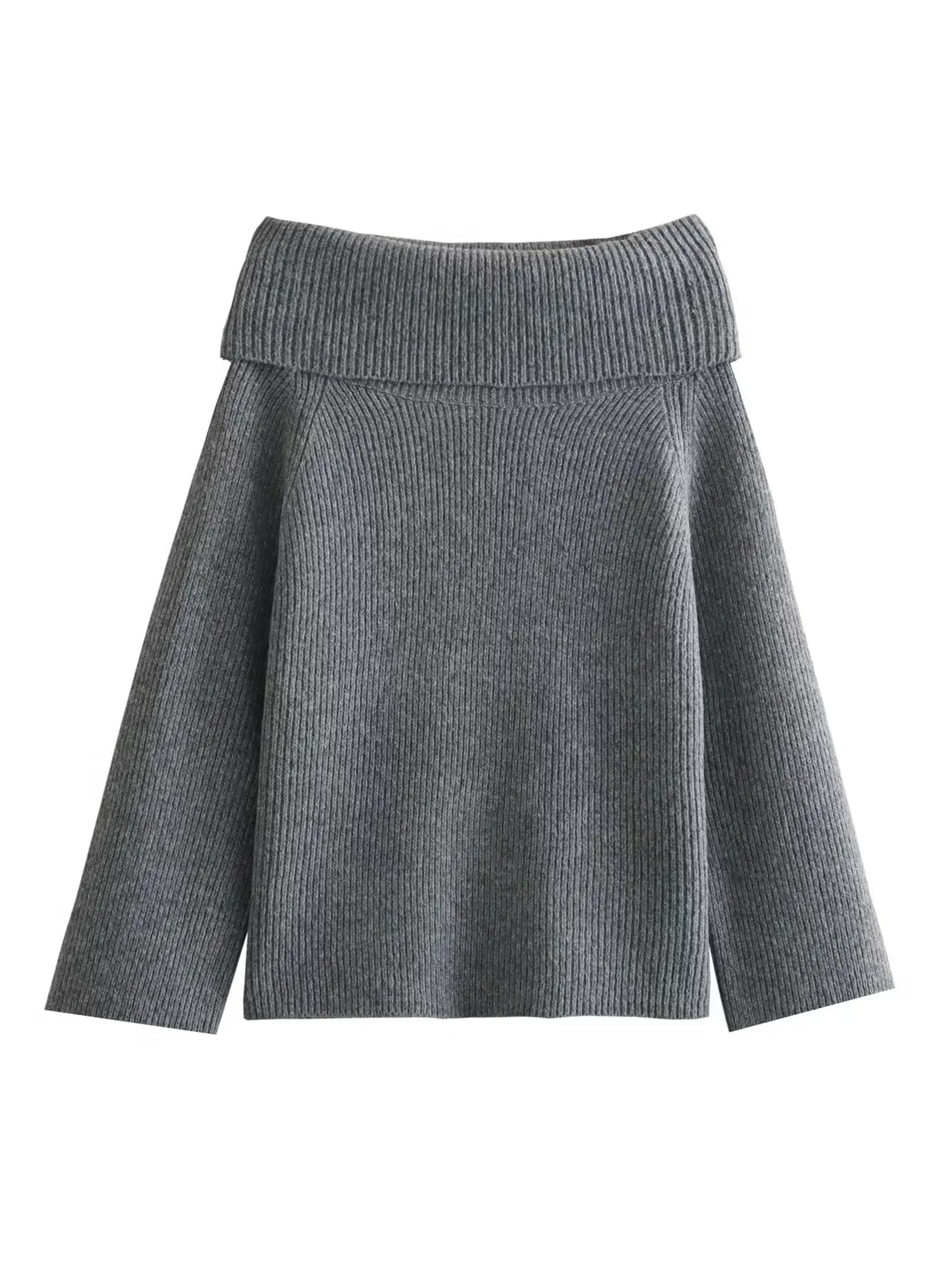 Maibritt - Gestrickter Schulterfreier Pullover mit Schlitzausschnitt für Frauen
