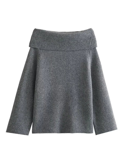 Maibritt - Gestrickter Schulterfreier Pullover mit Schlitzausschnitt für Frauen