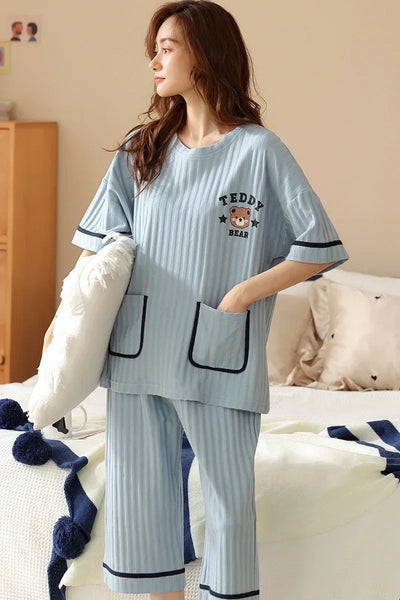 Guinevere- Gemütliches O-Neck Top und Pyjama für Damen