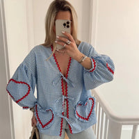 MILA - Herzbluse in Blau