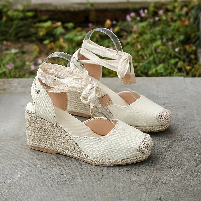 Evelyn | Damen Sandalen Espadrille mit Knöchelgurt – Sommerschuhe