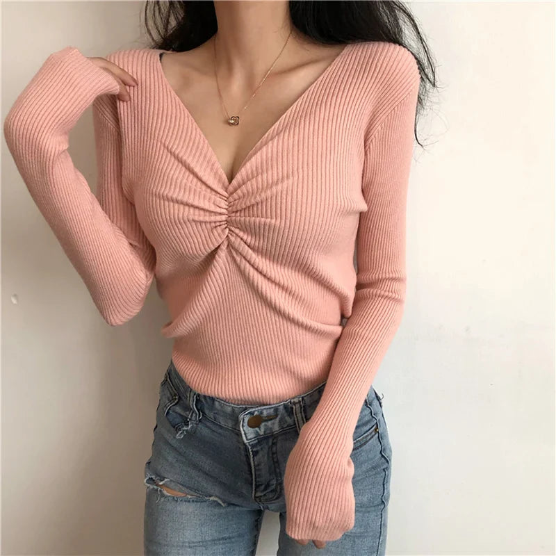Melina - Sexy Strickpullover mit V-Ausschnitt für Frauen