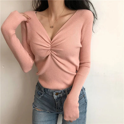 Melina - Sexy Strickpullover mit V-Ausschnitt für Frauen