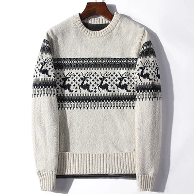 David - Warmer Jacquard-Strickpullover mit Rundhalsausschnitt und Weihnachtsmotiv für Männer