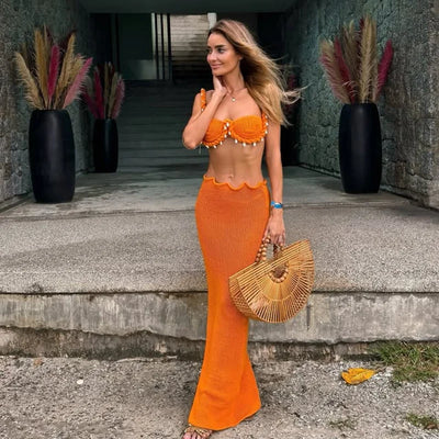 Perlenhalter Bikini Set | Minirock für Frauen