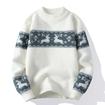 Reiner - Warmer Strickpullover mit Weihnachtshirsch-Aufdruck für Männer