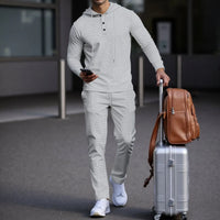 Manchester™ Set aus strukturiertem Baumwollstoff mit Kapuzenhoodie und Slim-Fit-Hose in Grau
