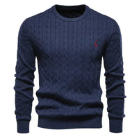 Falkner | Strickmodern Herrenpullover in Dunkelblau