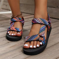 Lena | Damen Sandalen Sommerlich Leicht Komfort Strand Casual in Blau