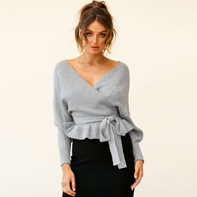 Cineca | Eleganter Wickelpullover mit Bindegürtel