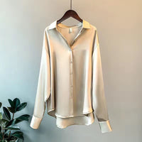Élise | Damen Seidenbluse Klassisch Luxuriös Elegant Business Zeitlos in Beige
