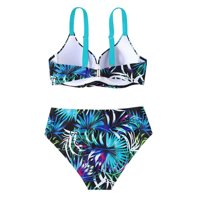 Damen Bikini Set zweiteilig mit High Waist und Grafikmuster