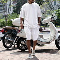 Draxen™-Set aus Premium-Strick mit Oversize-Passform und Streetwear-Style in Weiß