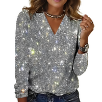 Caroline - Schicke, glänzende Damenbluse in Silber