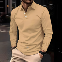 Deacon - Bequemes Langarm-Poloshirt für Herren in Khaki
