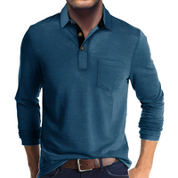Marty - Komfortables Herren-Poloshirt mit langen Ärmeln in Blau