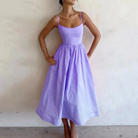 Rosette | Damen A-Linien Kleid Rosa Ärmellos Figurbetont Vintage Feminin in Lila