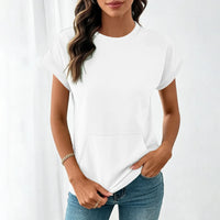 Elara™ T-Shirt Mit Leichtem Fall und Minimalistischem Design in Weiß