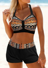 Janette Bikini mit hohem Bund und gerippter Struktur – schmeichelhafte Passform in Schwarz/Khaki