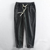Lorenz™ Hose aus Baumwoll-Leinen mit Eleganten Streifen in Schwarz