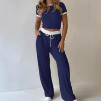 Liz™ Set aus Hochwertigem Rippstrick und Figurbetontem Cropped Top in Dunkelblau