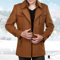 Arthur™ Premium-Wollmantel aus Walkwolle mit innerem Stehkragen und Reißverschluss in Braun