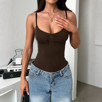 Ariella™ Premium-Strickbody mit Brust-Raffung in Braun