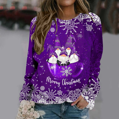 Zorana - Warmer Pullover mit Rundhalsausschnitt und Frohe Weihnachten Druck für Frauen