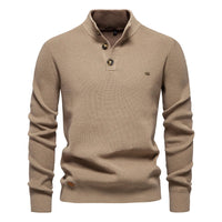 Konrad | Stilvoller Herrenpullover mit Knopfdesign in Khaki