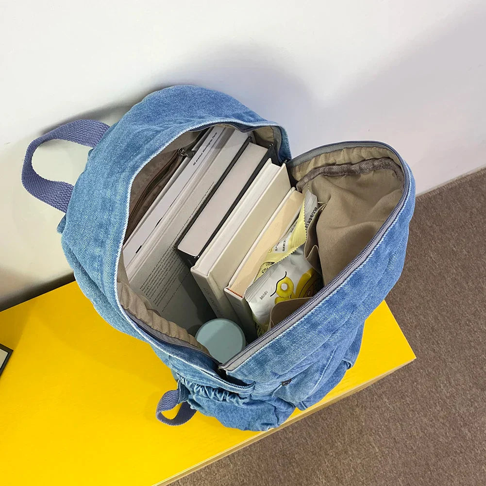 Fudus - Vintage Jeansstoff Rucksack mit Großer Kapazität