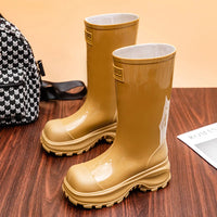 Damen Regenstiefel mit rutschfester Sohle in Braun
