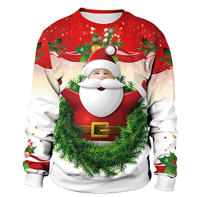 Dietmar - Warmer Pullover mit Rundhalsausschnitt und 3D-Weihnachtsaufdrucken für Männer und Frauen