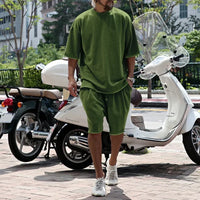 Draxen™-Set aus Premium-Strick mit Oversize-Passform und Streetwear-Style in Olivgrün