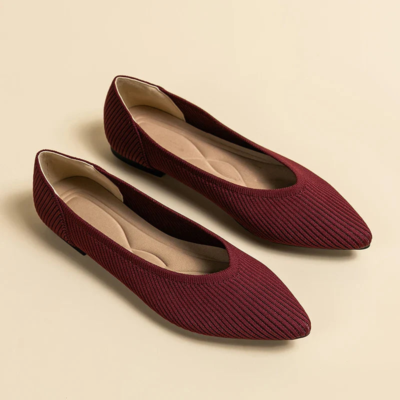 Damen Casual Elastische Weiche Strick Flache Schuhe
