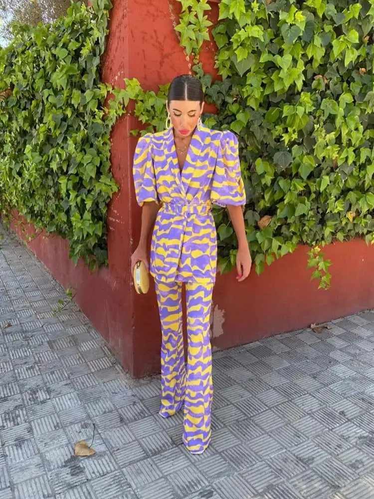 Fudus | Bedruckter Jumpsuit Mit Puffärmeln