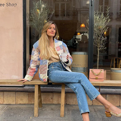 Harpij | Gewatteertes Patchwork-Jacke mit Blumen- und Gingham-Prints