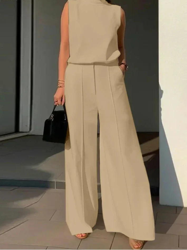 Frieda | Damen Set - Ärmelloses Oberteil mit Weitbeinigen Hosen