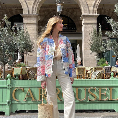 Harpij | Gewatteertes Patchwork-Jacke mit Blumen- und Gingham-Prints